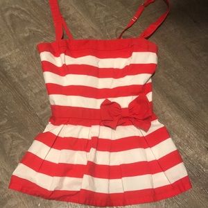 Hollister horizontal striped bow red white top